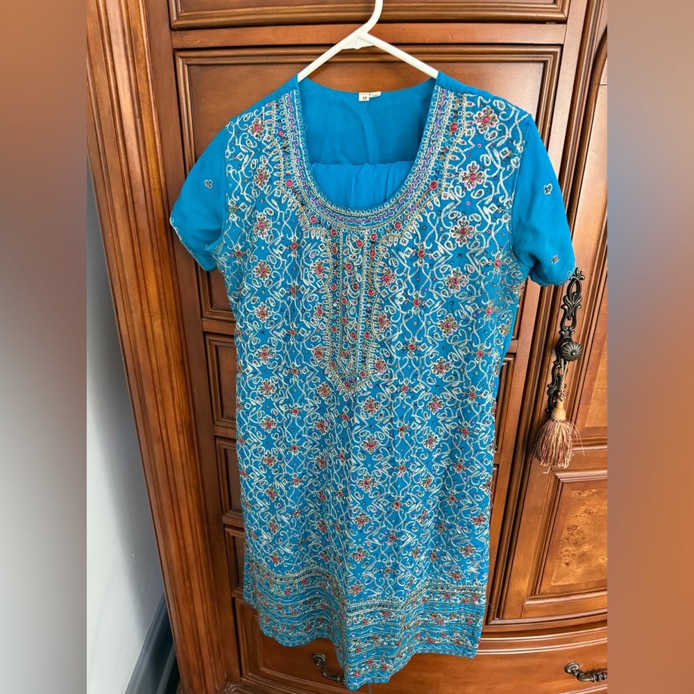 Blue Indian salwar suit outfit wedding